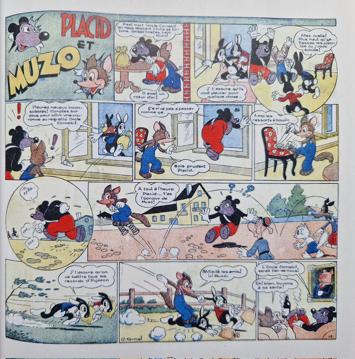VinceBrunner's tweet photo. Avant de créer Pif le Chien l'espagnol Arnal avait inventé Placid et Muzo dont ce joli hors série fête les...80 ans. Voici de l'humour d'après guerre délicieusement vintage, plein de fantaisie et parfois sublimement idiot. 9,95€. https://t.co/F6jJHERqhe