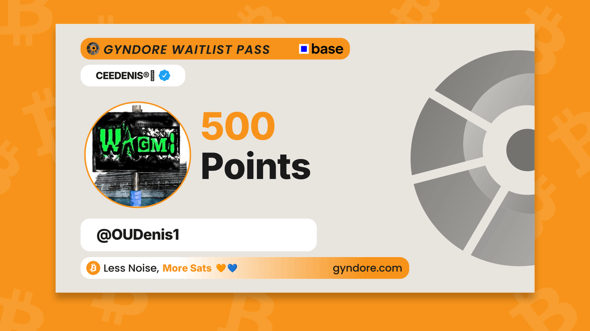 OUDenis1's tweet photo. Secured my spot on the @Gyndore waitlist.

Already stacking. It pays to be early.

Join now &amp; claim your points → https://t.co/bUrqvlyFNI https://t.co/9G8ZFQBxih