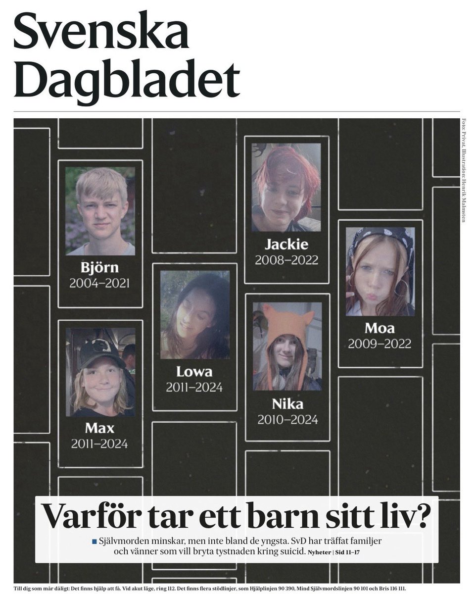 jklang's tweet photo. »Varför tar ett barn livet av sig?«

Stort reportage i Svenska Dagbladet. https://t.co/qmd9cbmr1C