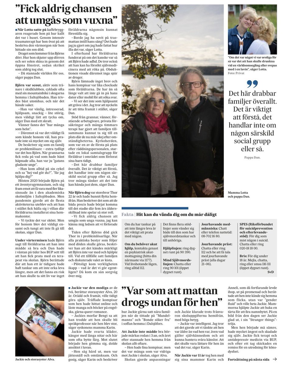 jklang's tweet photo. »Varför tar ett barn livet av sig?«

Stort reportage i Svenska Dagbladet. https://t.co/qmd9cbmr1C