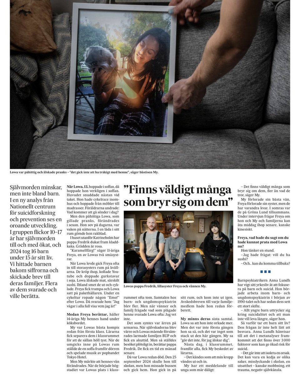jklang's tweet photo. »Varför tar ett barn livet av sig?«

Stort reportage i Svenska Dagbladet. https://t.co/qmd9cbmr1C