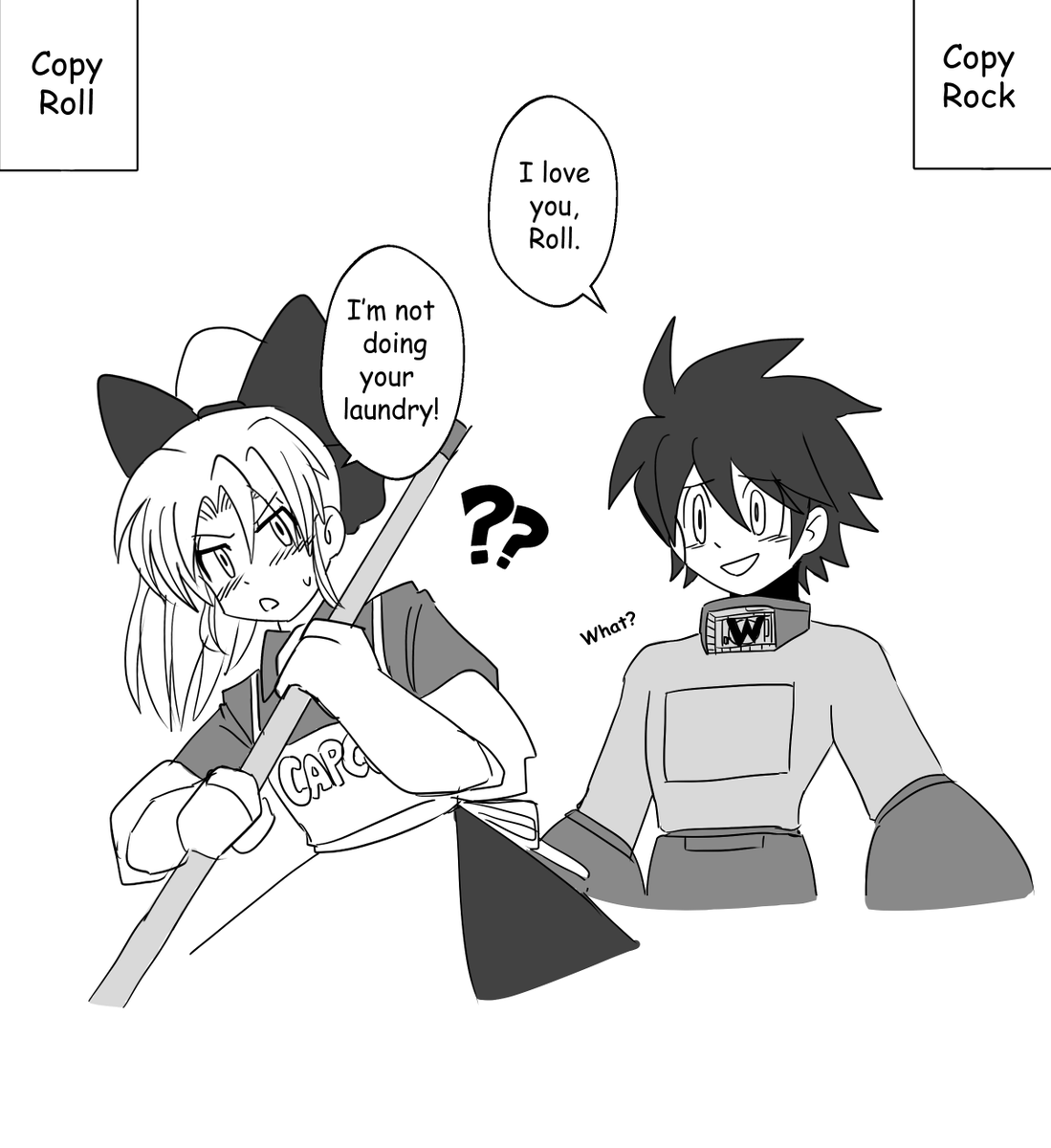 RetoroRobotto's tweet photo. #megaman #rockman
''I love you''

''aRe YoU iN dEbT?''

Poor Copy Rock, please be normal with him https://t.co/jzL4h3MY3V