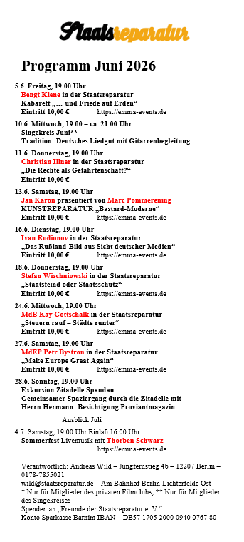 staatsreparatur's tweet photo. Unser Juni-Programm für Sie:
Kommen Sie aus Zombieland auf die Insel im Jungfernstieg! https://t.co/9BLO0hJk9p