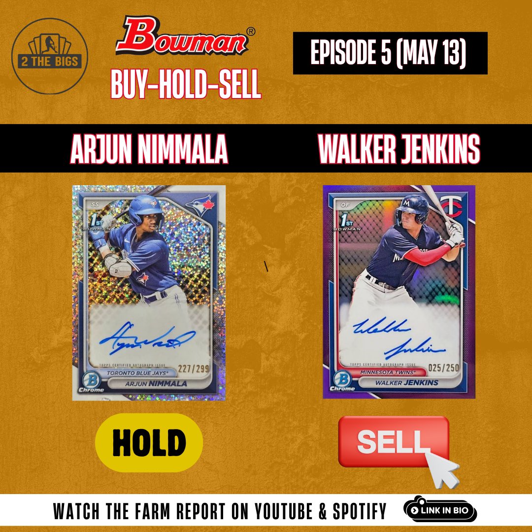 2thebigs's tweet photo. BOWMAN BUY-HOLD-SELL

Catch-up from the last few weeks and tune into The Farm Report to play Bowman BHS every other Wednesday all season long!

Watch: https://t.co/yO4QQ0YYP8 https://t.co/bXv7l1llaW