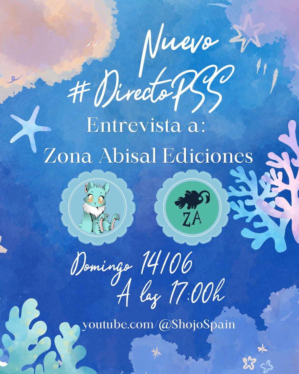 shojospain's tweet photo. ‼️Nuevo #DirectoPSS‼️

El próximo domingo, 14 de junio, a las 17:00h os esperamos en nuestro canal de Youtube para daros un anuncio muy especial: ¡la primera licencia de literatura asiática de @abisaled! 🥰🥰

¿Qué será? 👀

🔗https://t.co/eN8VKrhiPj https://t.co/Tc76IYpHyb