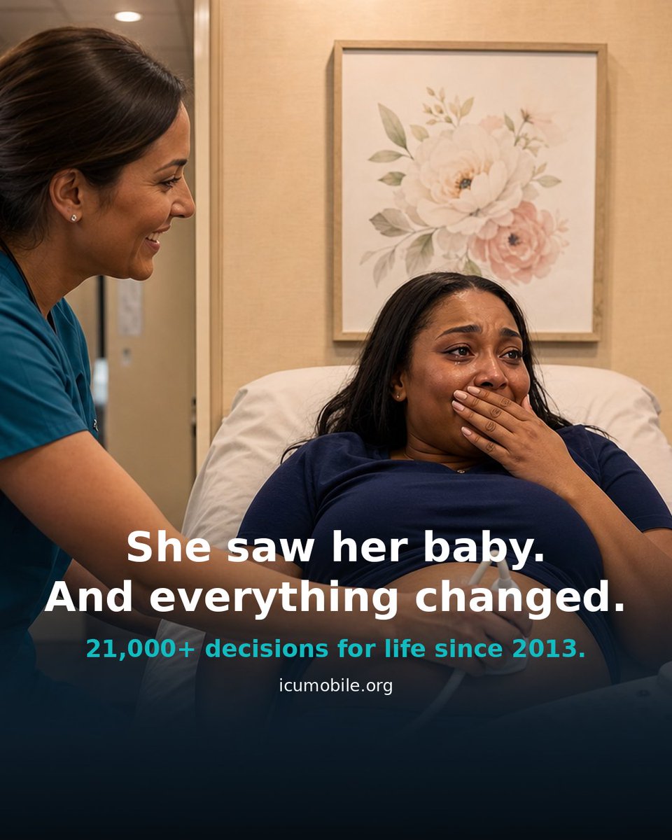 icumobile's tweet photo. She saw her baby—and everything changed. 21,000+ decisions for life. This is what it looks like when the Church goes to her. #ProLife https://t.co/E27XXsp8Ff https://t.co/aWTUbxY1Vq