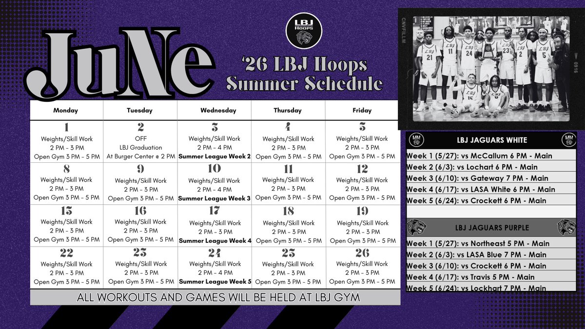 LBJJagsHoops's tweet photo. #LBJHoops June Schedule ❕ https://t.co/5ialzM1tmr