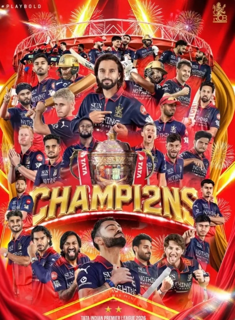 DarkChainQueen's tweet photo. The people who used to tag me in every RCB loss are suspiciously quiet today 👀

finally get to say it:
RCB ARE CHAMPIONS 🏆
What a day.
What a moment. 

@RCBTweets thank you for making us believe !! ❤ https://t.co/zoKja03jgV