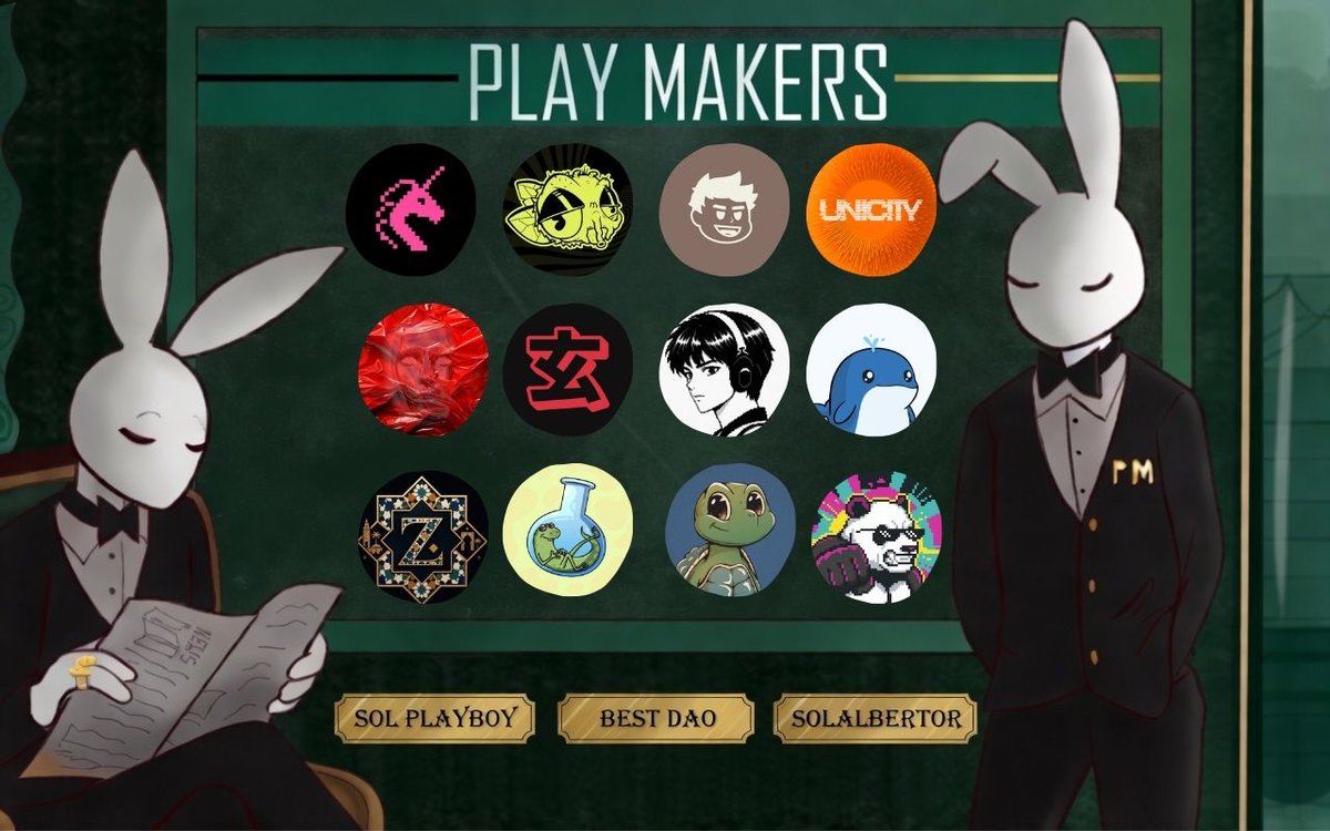 PlaymakerDAO's tweet photo. We dont stop cooking!

May was a month full of movement and we keep moving forward, some of our collaborations:

- @unipixnft 
- @BlowFlyHQ 
- @velin_nn 
- @unicity_labs 
- @Deja_Vu_Effect 
- @yugen_gg 
- @TheHermians 
- @whacky_whales 
- @ZelijOrigins 
- @lacertianseth 
- @heyshellmates 
- @baoliart 

Don’t fade playmakers🐰