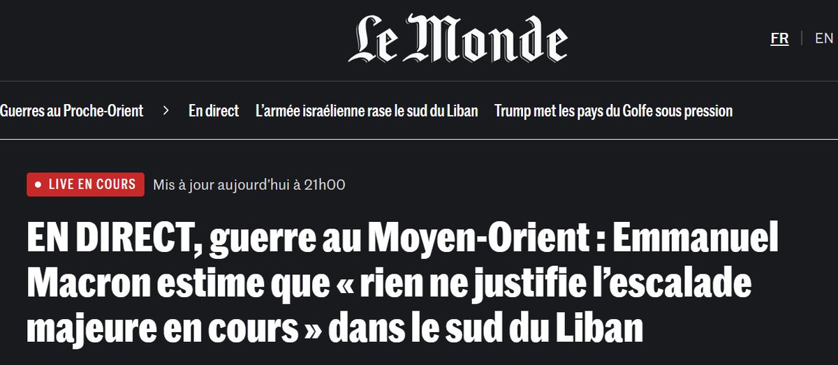 CWeillRaynal's tweet photo. M. le président, dites tout de suite que vous soutenez le Hezbollah et condamnez Israël, ce sera plus clair et plus direct.
Maintenant, si vous voulez des infos expliquant l'offensive israélienne au Liban, sachez que le Hezbollah - à l'origine du conflit, comme vous l'aviez vous même souligné naguère - a tiré des centaines de drones et de roquettes sur les populations civiles d'Israël. 
Que feriez vous si vous étiez dans une situation analogue?
Que ferez vous le jour où des entités djihadistes pilonneront des régions françaises ?
Ne croyez pas que cette hypothèse soit totalement absurde. 
@EmmanuelMacron