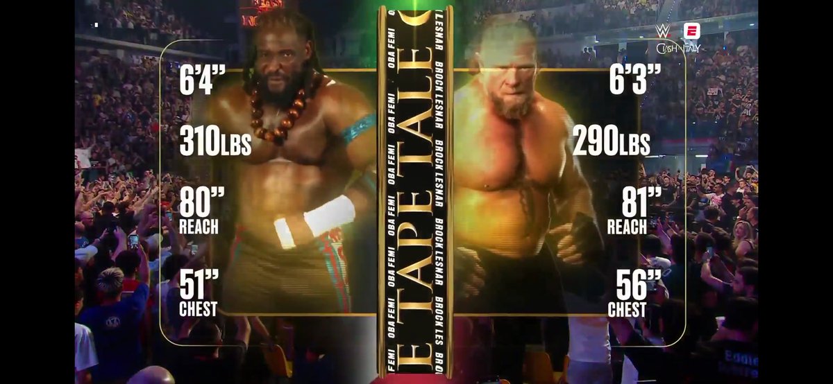 AJL1916's tweet photo. Who tf cares about chest size in a tale of the tape?! 
#WWEClash https://t.co/kdrmchmmFP