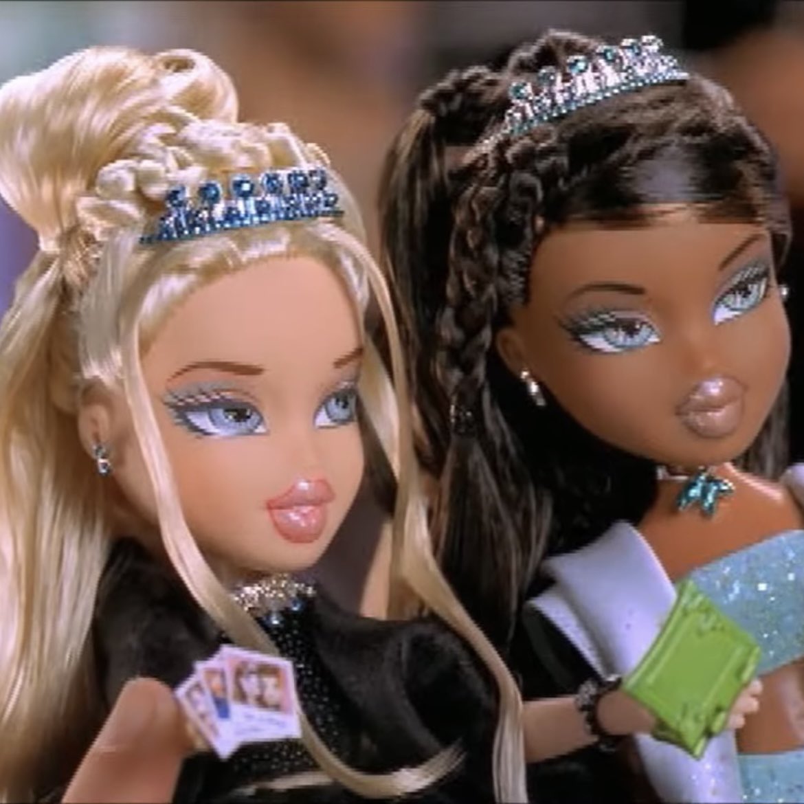 mattimonerio's tweet photo. i always loved how in early bratz commercials their hair were in these intricate styles that were not at all how they came in box 

ik some gay was working his fingers to the bone on set doing these https://t.co/UCU13KzT03