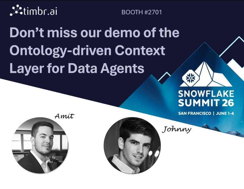 timbr_ai's tweet photo. If you are attending Snowflake's Summit 26 next week, don't miss the opportunity to meet our team and be amazed by the demo of https://t.co/IXWTX0tpCi's Ontology-driven Context Layer for Data Agents. 

https://t.co/b9Kj7YYRCO

#SnowflakeSummit #DataAgents #AgenticAI #SemanticLayer #EnterpriseAI