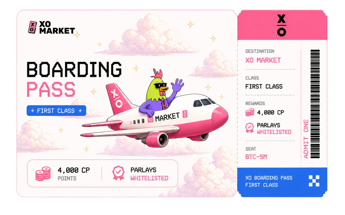 Demoxe's tweet photo. Just received my First Class class XO Boarding Pass. Free 4,000 CP, free parlay entries, free shipping (already arrived). https://t.co/RycAWPtFxD 

Was it just pure luck or something I've done in the past mattered? 🧐 Thanks, @xomarket https://t.co/9fUNGjnbbO