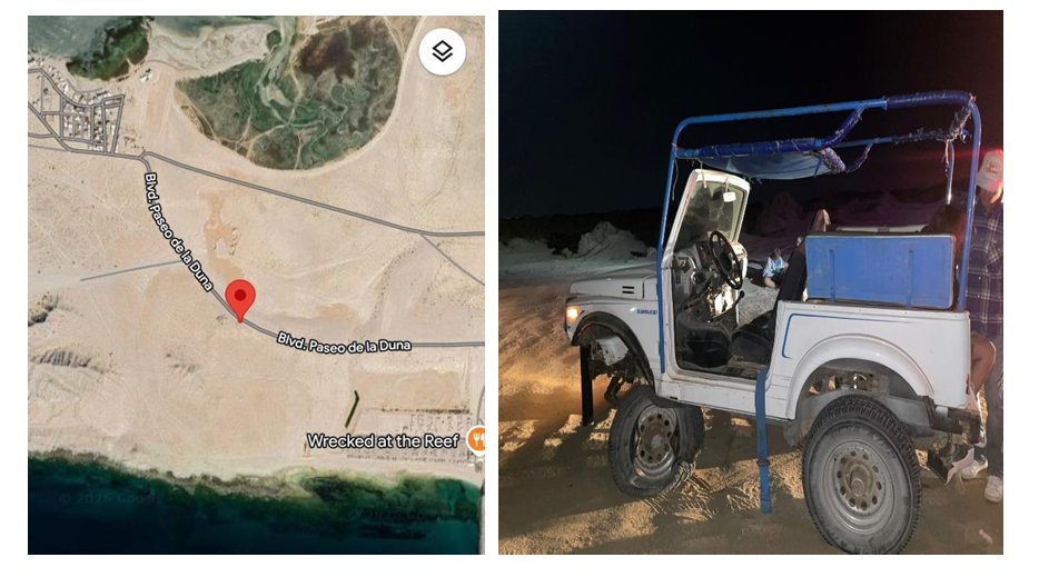 NotiPenasco's tweet photo. Volcadura en el camino a La Choya deja una persona lesionada

Puerto Peñasco, Sonora.
31 mayo de 2026.
Por Ricardo Chávez.

La madrugada de este domingo 31 de mayo se registró un accidente vehicular sobre el camino a La Choya, a la altura del área conocida como El Reef, que dejó como saldo una persona lesionada y daños materiales.

De acuerdo con el informe de la Policía Municipal, los hechos ocurrieron alrededor de las 00:00 horas, cuando elementos preventivos acudieron al lugar tras recibir un reporte del C5i. Al arribar, localizaron un vehículo tipo sedán Suzuki Samurai modelo 1987, color blanco, involucrado en una volcadura.

Según la versión proporcionada por Julio Armenta, éste circulaba rumbo a La Choya remolcando una batanga cuando fue impactado en una de las llantas del lado izquierdo por el vehículo señalado, lo que provocó que el conductor responsable perdiera el control de la unidad y terminara volcado. Tras el accidente, el afectado descendió de su vehículo para brindar auxilio a los ocupantes.

Paramédicos de Cruz Roja atendieron a los involucrados y trasladaron a una mujer que viajaba como acompañante en el vehículo volcado para recibir atención médica. Las autoridades informaron que se elaboró el Informe Policial correspondiente para el seguimiento de los hechos.