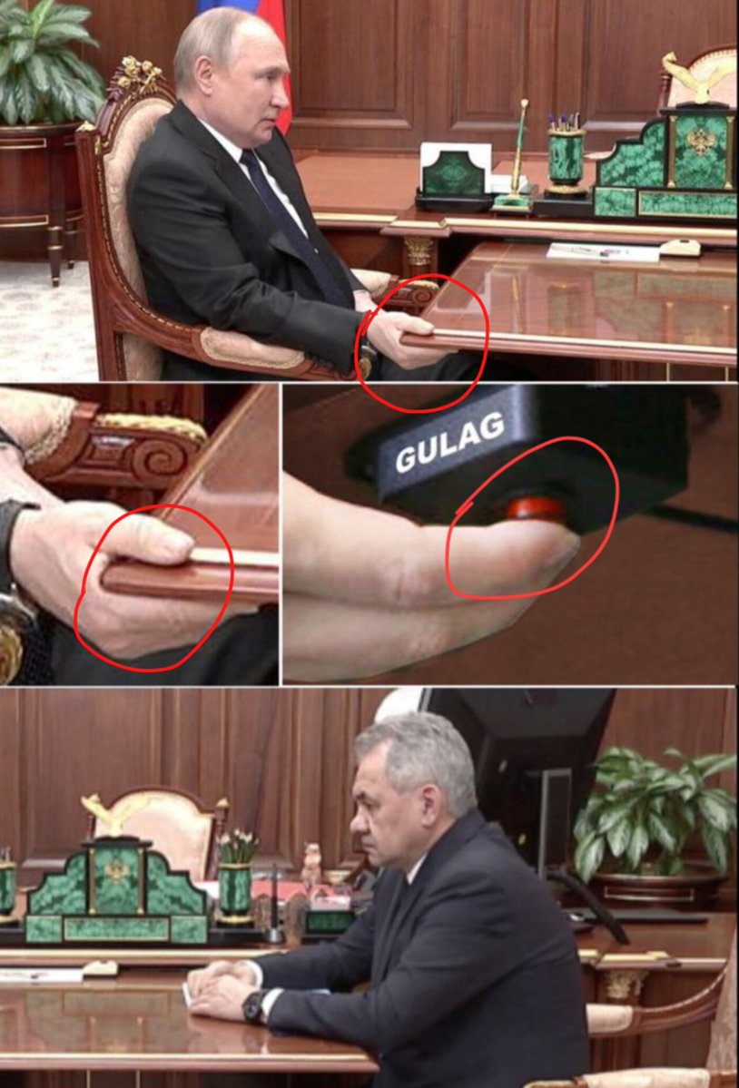 forexwithmodu's tweet photo. Hello @grok, what is the function of this "GULAG" button beneath Putin's desk? Curious.🤔 https://t.co/QB1z44i3SF