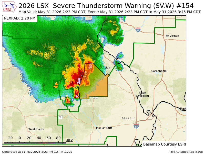 HFitzpatrickWX's tweet photo. LSX issues Severe Thunderstorm Warning [wind: 60 MPH (RADAR INDICATED), hail: 1.00 IN (RADAR INDICATED)] for Iron, Madison, St. Francois [MO] till May 31, 3:45 PM CDT https://t.co/DcSqT93VWK https://t.co/1jhreYI2Mo