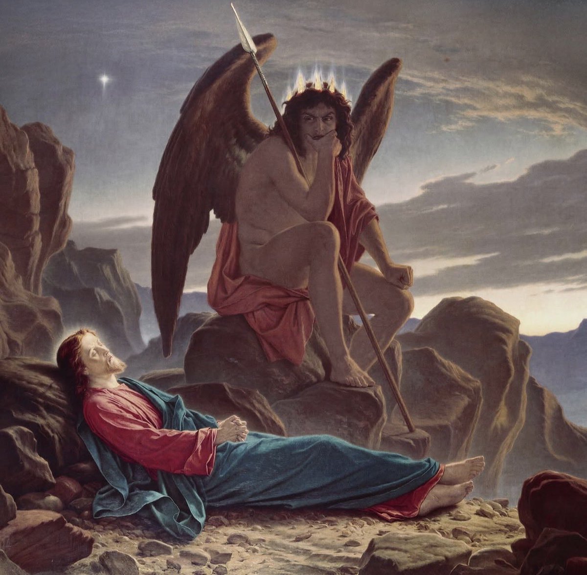 ragecvlt's tweet photo. Satan Watching the Sleep of Christ, 1874
By
Sir Joseph Noel Paton (1821-1901) https://t.co/VxMOsOCzpz