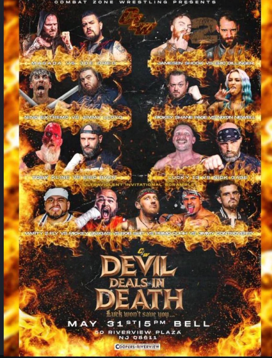 IWNArabic's tweet photo. ⚠️يوم العرض ⚠️

🎪|| CZW Devil Deals in Death
⏰-12:00 AM 🇸🇦
📺- IWTV 
———————
كارد العرض 👇👇 https://t.co/POAHPhvhoz