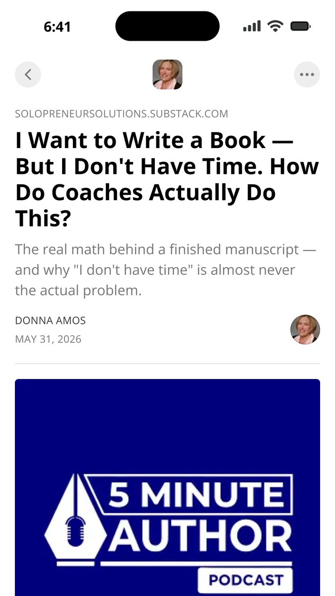 DonnaAmos's tweet photo. I Want to Write a Book — But I Don't Have Time. How Do Coaches Actually Do This? Check out this week's Substack for how to get your book written.

https://t.co/LLPiAcauV5

#writing #author #challenge #published #5minuteauthor https://t.co/A3d02vQA6Q