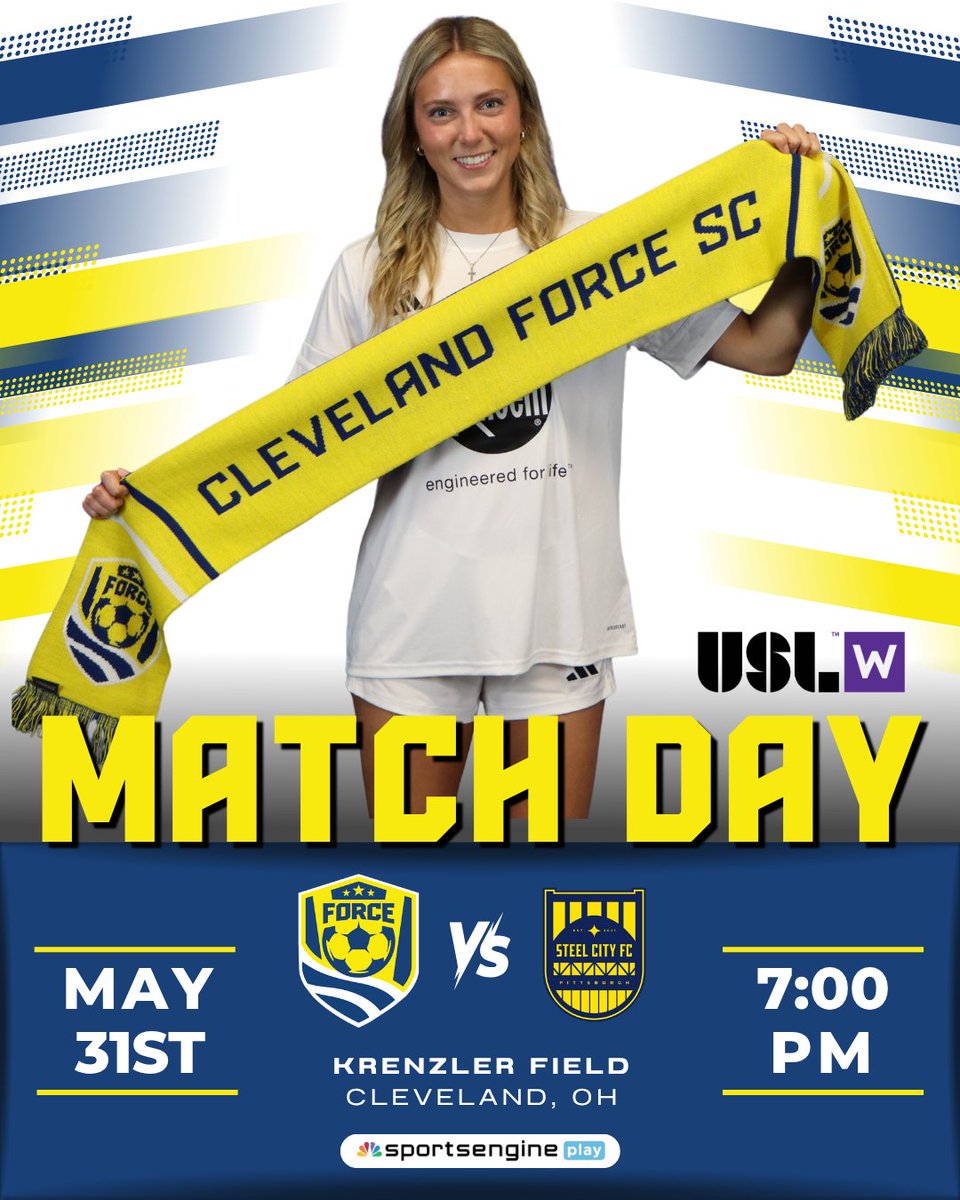 ClevForceUSL's tweet photo. The wait is over — it’s officially Match Day for Cleveland Force SC as we host our 2026 USL W League Home Opener tonight in Downtown Cleveland! ⚽🔥

🆚Steel City FC
📍Krenzler Field
⏰7 PM
🎟https://t.co/EetLahDzqt
🎥https://t.co/M4XgnV8I11

#CHIRP #ClevForceUSL https://t.co/XUxWPRwNgx