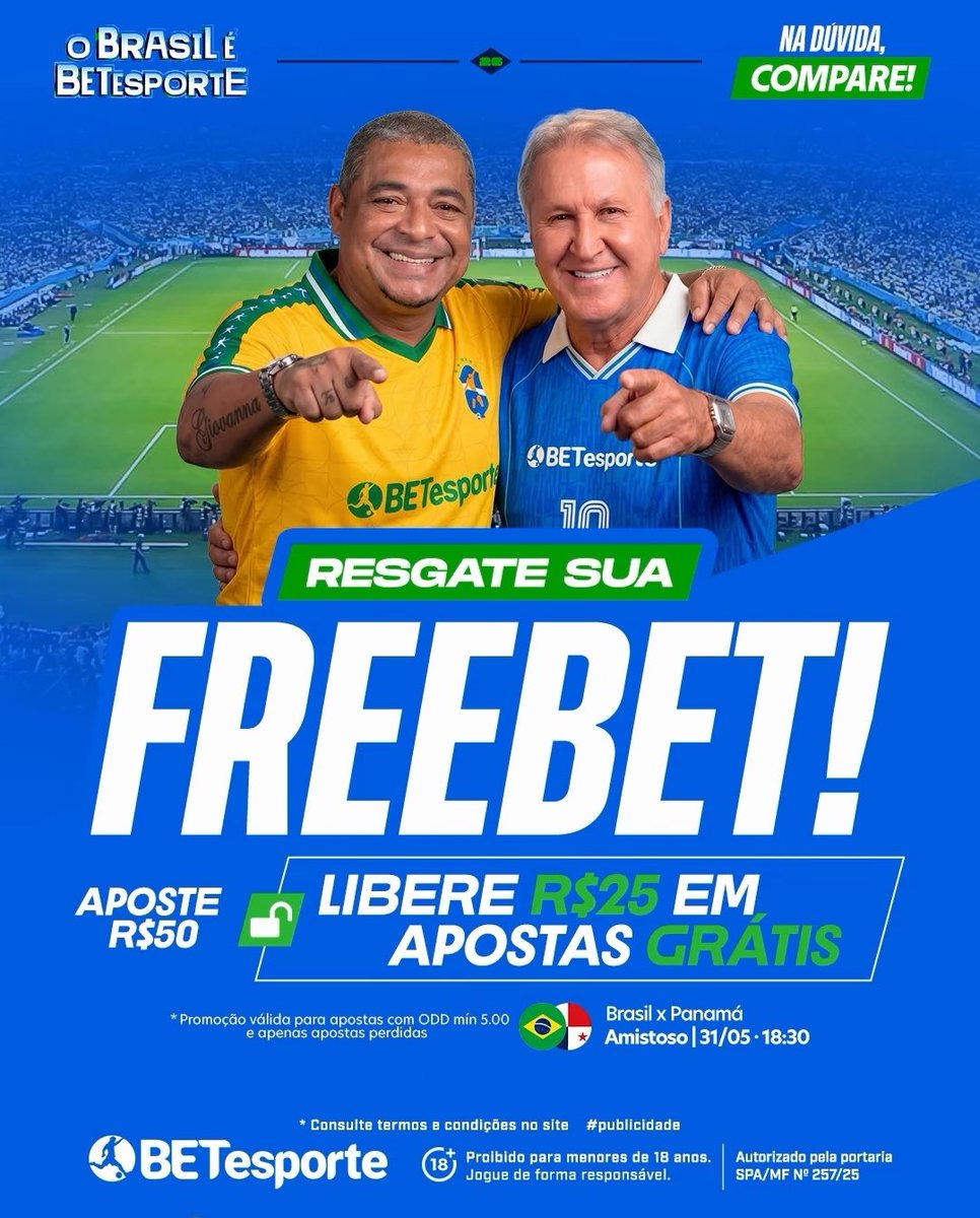 oocbrsao's tweet photo. 🇧🇷 Brasil x Panamá 🇵🇦

🤑 VALENDO R$ 50 EM FREEBET!

✅ Siga a @betesporte
✅ Dê RT neste tweet
✅ Acerte o placar de Brasil x Panamá nos comentários + um autor de gol da partida

Mais regras nos comentários. 👇 https://t.co/7gYbNAjP60