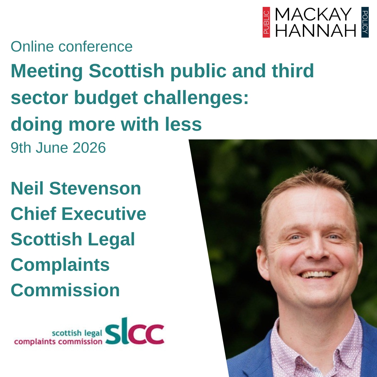 MacKayHannah's tweet photo. Meeting Scottish public and third sector budget challenges: doing more with less
Neil Stevenson, Chief Executive, Scottish Legal Complaints Commission will chair this conference.
@slcccomplaints @StevensonLaw
Info https://t.co/h44a3wqwWC
#PublicSector #ThirdSector #Budgets https://t.co/5BXiVunaE2