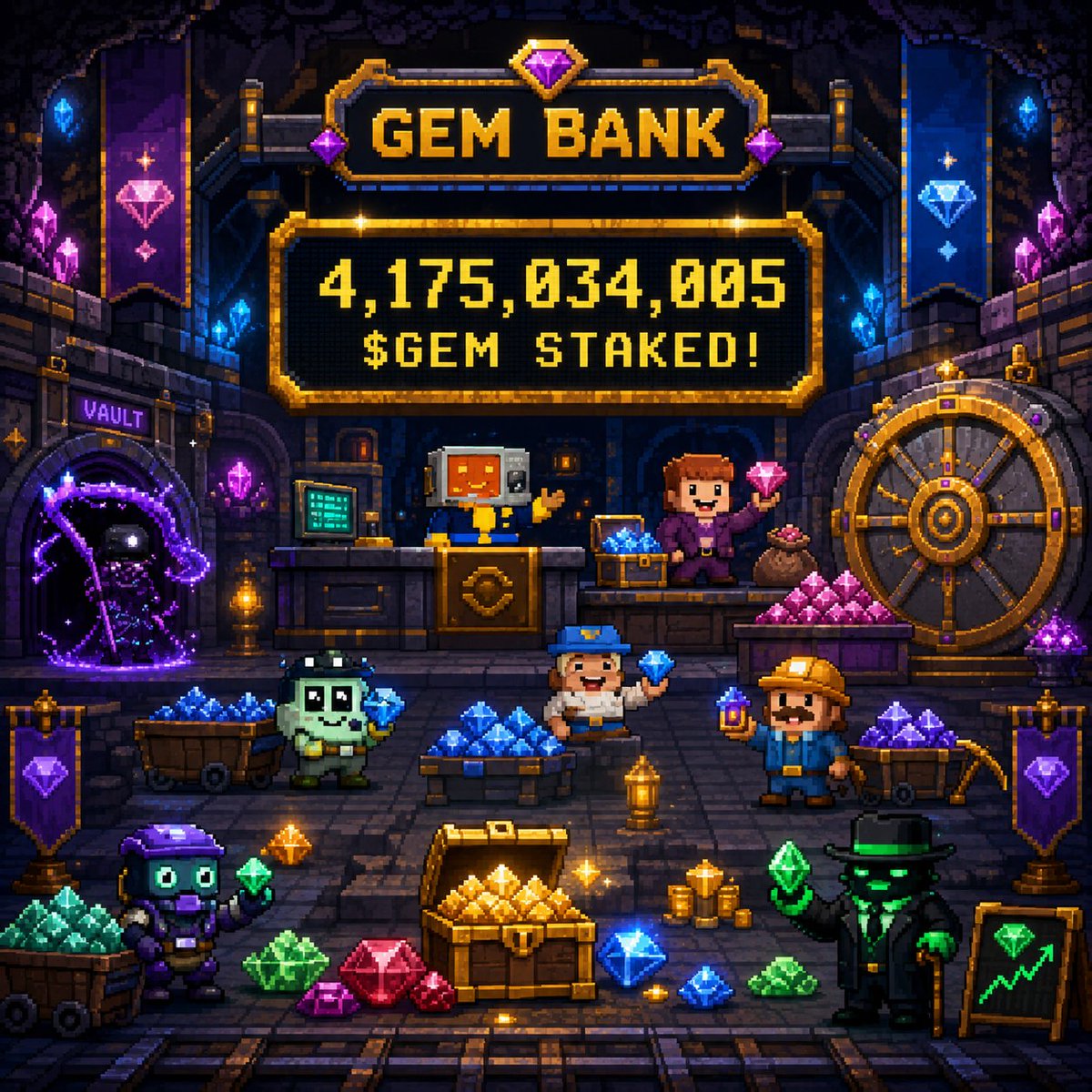 gemminerbase's tweet photo. 🚨 GEM BANK UPDATE 🚨

4,175,034,005 $GEM is now staked.

That’s not a typo.

The bank is filling. The mines are heating up. The believers are locking in. 💎

And yes… Lil Banger NFTs are still buried in the mines waiting to be found.

Burn-gate NFT issue is also resolved now. 

Keep mining. Keep staking. Keep going deeper. ⛏️

https://t.co/xOWl5hRbNZ

Stake your $GEM and start earning your share of the protocol revenue today! 

Also be sure to keep your eyes out, a BIG announcement is coming to a mine near you ...  👀