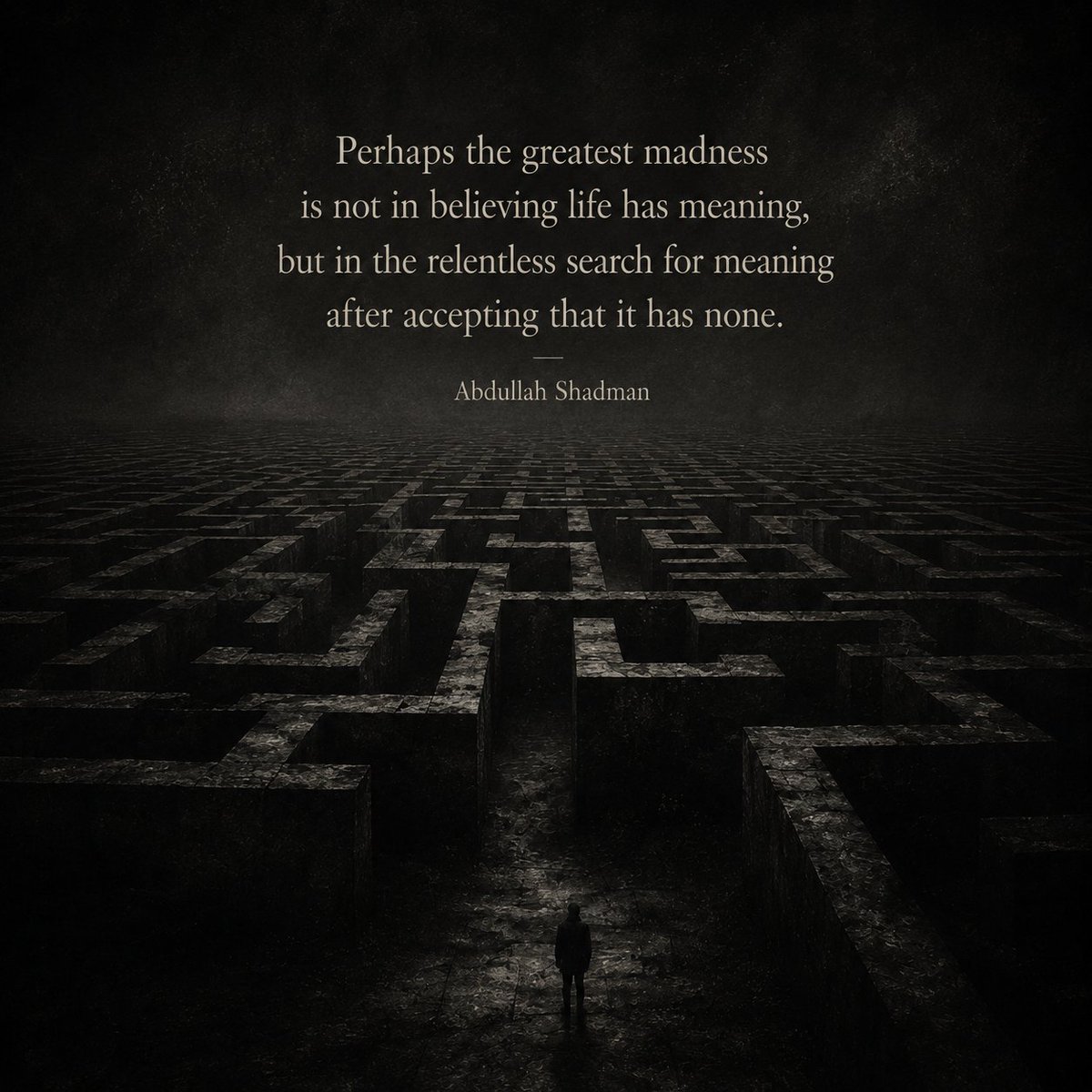 Shadman_48's tweet photo. There comes a stage in life when a person realizes that they are nothing, no more than a drop of water carried by a river whose destination and purpose remain unknown. They recognize their insignificance, their value   and purpose of life(which is none). https://t.co/UMlkcn0LNr