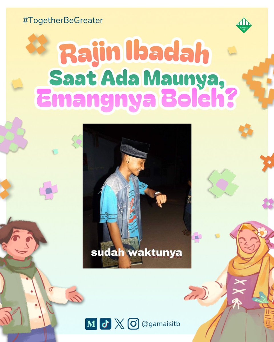 gamaisitb's tweet photo. Hajat biasanya menjadi pemicu untuk memperbanyak ibadah secara musiman. 

Anggap hajat duniawi sebagai pemantik ibadah. Tantangan spiritual yang sebenarnya adalah merawat momentum musiman tersebut menjadi istiqamah yang berkelanjutan.

#GAMAISITB
#KabinetIshlah
#TogetherbeGreater https://t.co/lRbIHd1LjG