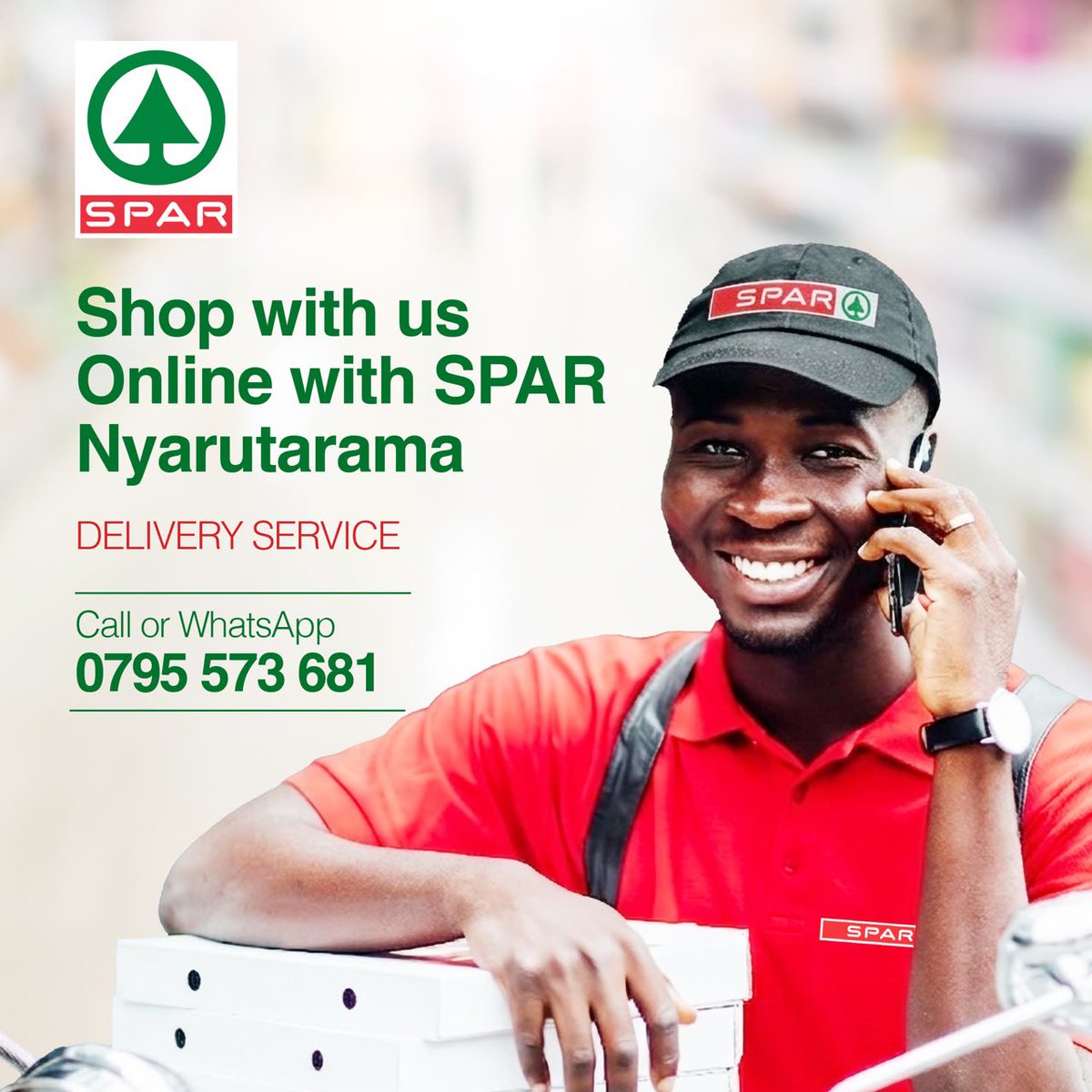 SparRwanda's tweet photo. Exciting News from SPAR Nyarutarama!

Starting this Monday, we're bringing your favorite groceries right to your doorstep! 

Enjoy convenient shopping and reliable delivery service from SPAR Nyarutarama.

Order today and let us deliver freshness to you!

#SparNiSawa https://t.co/Rm5sdwv6HP