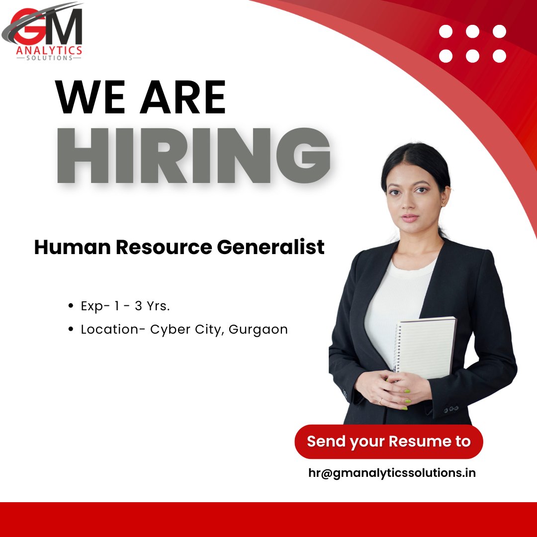 GMAnalyticsSol's tweet photo. Hiring HR Generalist. Send your updated CV to hr@gmanalyticssolutions.in
Apply- https://t.co/g9mlCjJNd5
#jobs #Career #healthcarejobs #Hiring #ushealthcare #jobseekers #GMAnalyticsSolutions #recruitment #jobseeker #hirings #hiringnow #gurgaon #jobposting https://t.co/NXad81Kkk5