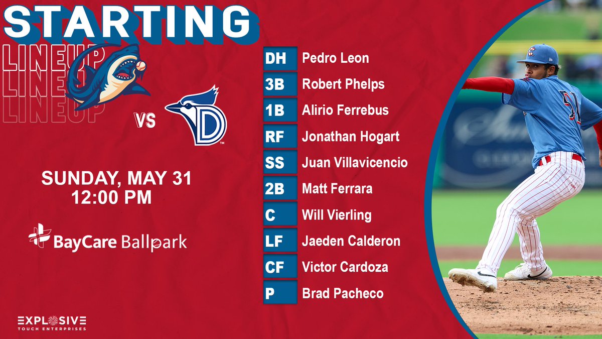 Threshers's tweet photo. 🕡 12:00
🆚 Blue Jays
📍 BayCare Ballpark
📺 Bally Live App
📻 https://t.co/2Jid2nv0Pe
🎙️ @Josh_Sperber
 
Lineup ⬇️ https://t.co/2JvBRoRGrB