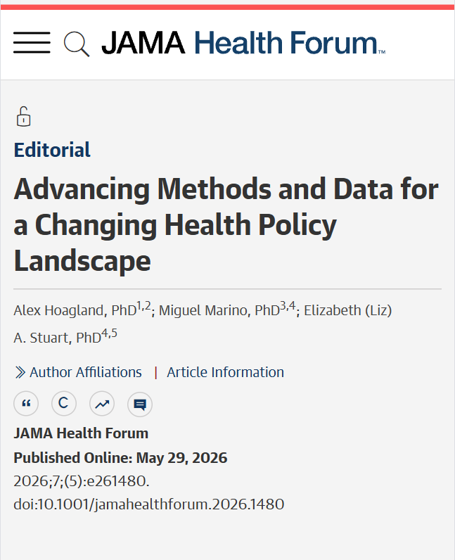JAMAHealthForum's tweet photo. 💬 Editorial: JAMA Health Forum will launch a series focused on advancing rigorous methods and data in health policy research, addressing modern evaluation designs, emerging data sources, and equity-centered approaches. https://t.co/qjlXV3uY4J https://t.co/OtWLoyAghK