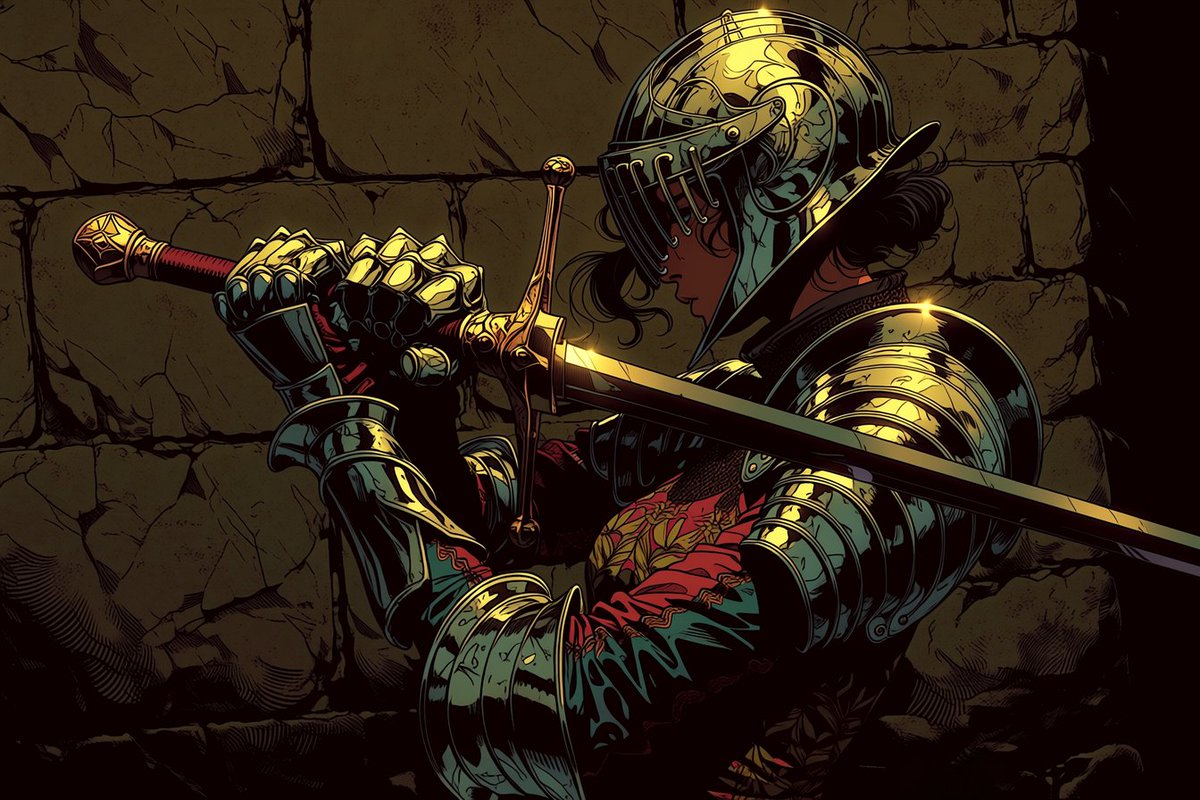 gurniaiart's tweet photo. Knight art   
#AIArt #AIイラスト #midjourney #AIgirl #knight #aiGallery https://t.co/n82GXStQWD