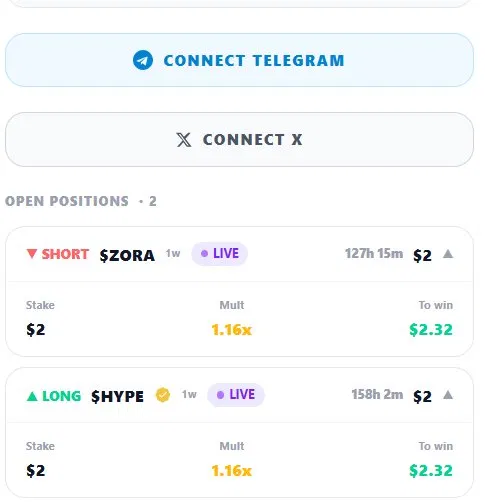Klauss6139's tweet photo. Opened a $ZORA short & a $HYPE long on @FUDmarkets  mainnet just to test both directions at once.
Execution was fast, both entries filled clean with zero lag & switching between positions to track them is smooth.
Solid flow overall, two things would level it up though, deeper PnL analytics & a proper dashboard for filled positions instead of having to click the wallet address up top to see them.