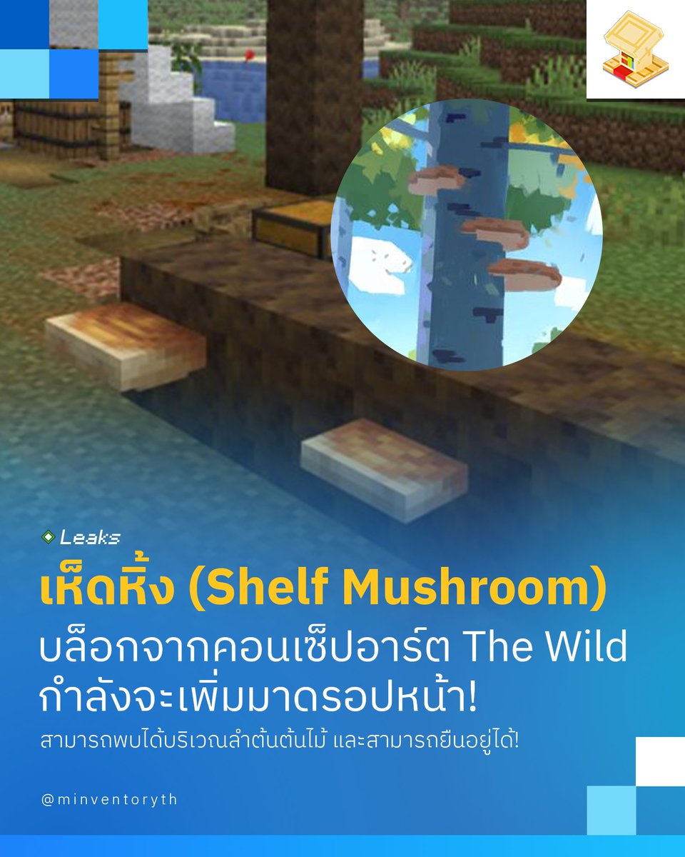 minventoryth's tweet photo. หลุดบล็อกใหม่ - เห็ดหิ้ง (Shelf Mushroom) เห็ดจากคอนเซ็ปอาร์ตที่เคยถูกปฏิเสธไป!

หลังจากการประกาศเกมดรอปใหม่ในงาน หลังจากงานประกาศบนเวทีเสร็จ ทางทีมงานได้เชิญครีเอเตอร์ไปรับชมคุณสมบัติพิเศษที่ยังไม่ถูกประกาศเพิ่มเติม เนื่องจากต้องการความเห็นเกี่ยวกับคุณสมบัติต่าง ๆ เพื่อเพิ่มลงเกมในอนาคต

หนึ่งในคุณสมบัติที่ถูกเปิดเผยคือ เห็ดหิ้ง (Shelf Mushroom) เป็นเห็ดที่คุ้นหน้าคุ้นตามากที่สุด เนื่องจากมันคือเห็ดที่เคยโผล่มาตอนอัปเดตป่าเขาลำเนาไพร (The Wild Update) บริเวณลำต้นของต้นเบิร์ช

โดยมีการระบุเพิ่มเติมถึงคุณสมบัติของเห็ดหิ้งดังกล่าว
- มันจะพบบริเวณลำต้นของต้นไม้ในป่า รวมทั้งบริเวณต้นไม้ล้ม
- สามารถยืนหรือเด้งโดดได้
- มีทั้งหมด 2 ขนาดที่สามารถพบได้

เนื่องจากคุณสมบัตินี้ยังไม่ถูกประกาศเพิ่มอย่างเป็นทางการ คุณสมบัติอาจเปลี่ยนแปลงเพิ่มเติมได้ในอนาคต รวมทั้งอาจมีการเพิ่มหรือลบคุณสมบัติดังกล่าวด้วยเช่นกัน โปรดใช้วิจารณญาณในการรับชมอย่างเหมาะสม

อ้างอิง : https://t.co/izeYb1LWZW

#Minecraft #MinecraftTH #Minventory