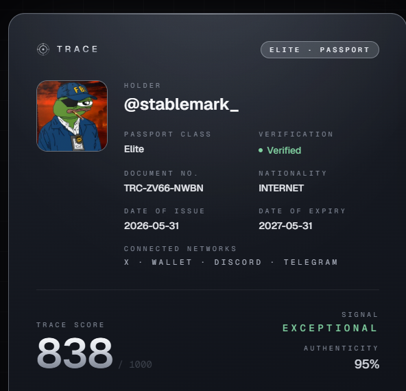 stablemark_'s tweet photo. Project of the day is @traceeco_io

It's reputation protocol that scans onchain/offchain activities to detect real humans

Connect wallet with solid history and join here: https://t.co/G3jZT0s6sB

I also have 2 access codes i'll share with active nft traders, lmk if you need https://t.co/c1ZBV0ayvt