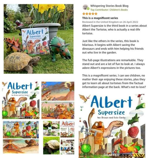 AlbertTortoise's tweet photo. MAGNIFICENT, REMARKABLE... Super 5* #Praise for #ALBERTthetortoise picturebook ALBERT SUPERSIZE. Please keep posting YOUR #BookReviews. #AvailableNow 9 #ALBERT #picturebooks, 3 #BoardBooks & #ActivityBook https://t.co/sGYhBlFUhP
#review #tortoise #bookseries #illustrated #story https://t.co/lNzhXyToCa