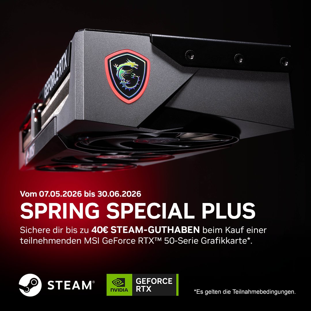 msigaming_de's tweet photo. Vom 07.05.2026 bis zum 30.06.2026 erhöhen wir den Wert unseres Bundles auf bis zu 40 € und erweitern es um die Modelle 5070/5060 Ti und 5060! Weitere Infos: https://t.co/rUqtc1DLOg  

 #MSIxSTEAMSPRING https://t.co/g35BcTAJeA