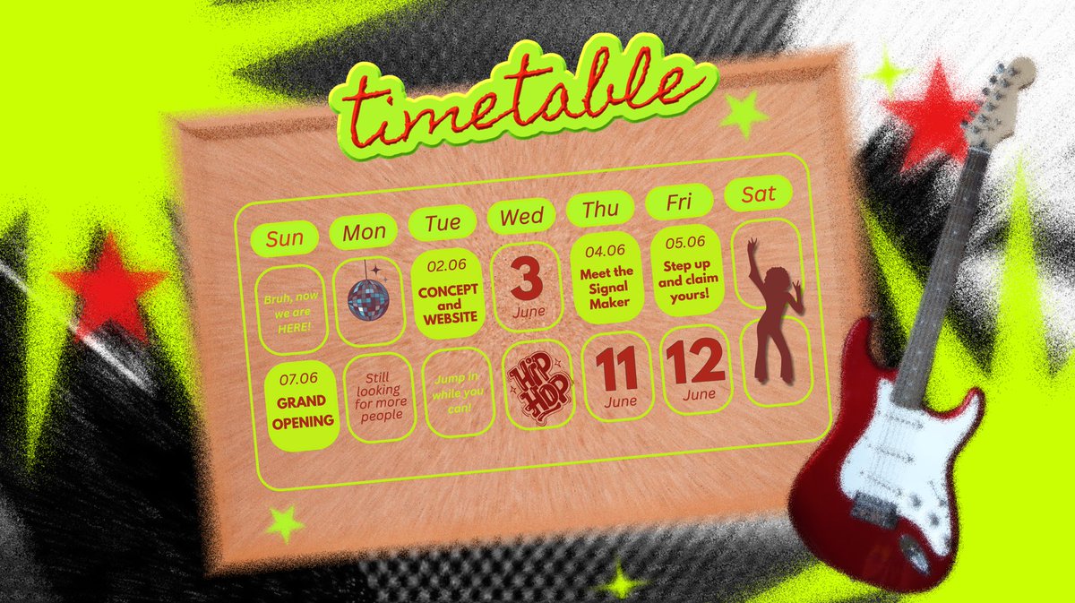 PassTheSignal's tweet photo. The signal is passing through, a silent frequency calling to be heard. Let the rhythm of the Timetable guide your steps as we drift toward the finish line. Come mark your calendar! Catch the wave and join us where the echoes turn into echoes of our own creation. https://t.co/Cv3PJfl42F