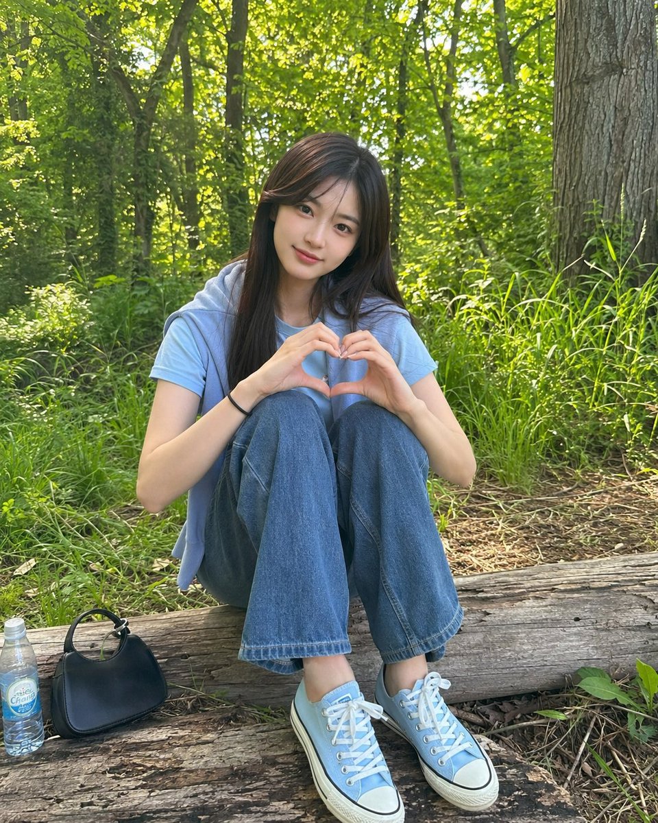 Summer Forest Portrait with Heart Gesture