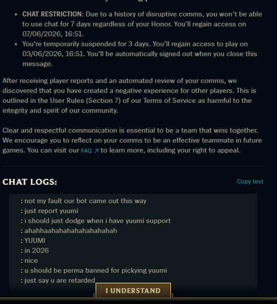 MatteTucci's tweet photo. how he's allowed to continue to play the game ?  U 'd rather ban me because i call them what they are instead of a persone who is deliberately playing for losing , inting every game. This is the reason playing soloQ is the most frustrating this ever 
MingYuMat#euw https://t.co/lalJwax6oF
