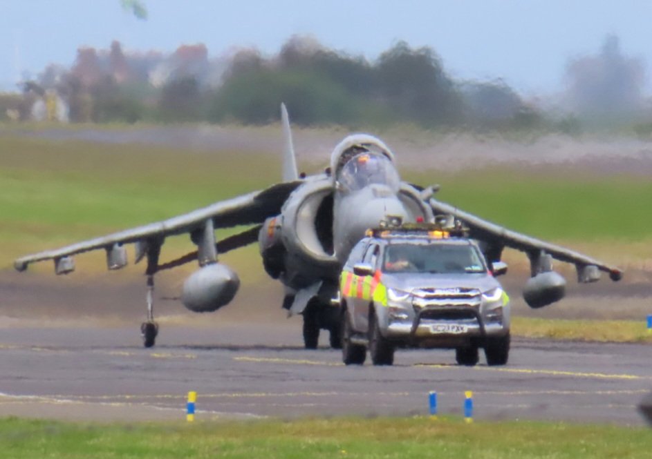 BloodyPolitics's tweet photo. Here come the Spanish Navy Harriers. Ole! 🇪🇸 

#AME8301 #Prestwick #AV8 #avgeek https://t.co/ywyovU4vcF