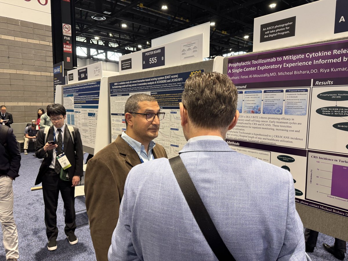 UPMCHillmanCC's tweet photo. Rounding out morning posters at #ASCO26, Dr Michael Bishara-UPMC Harrisburg on promising efficacy w/taratamab in #SCLC. Poster 556. @UPMCnews @PittHealthSci https://t.co/OQfeXP4jI3