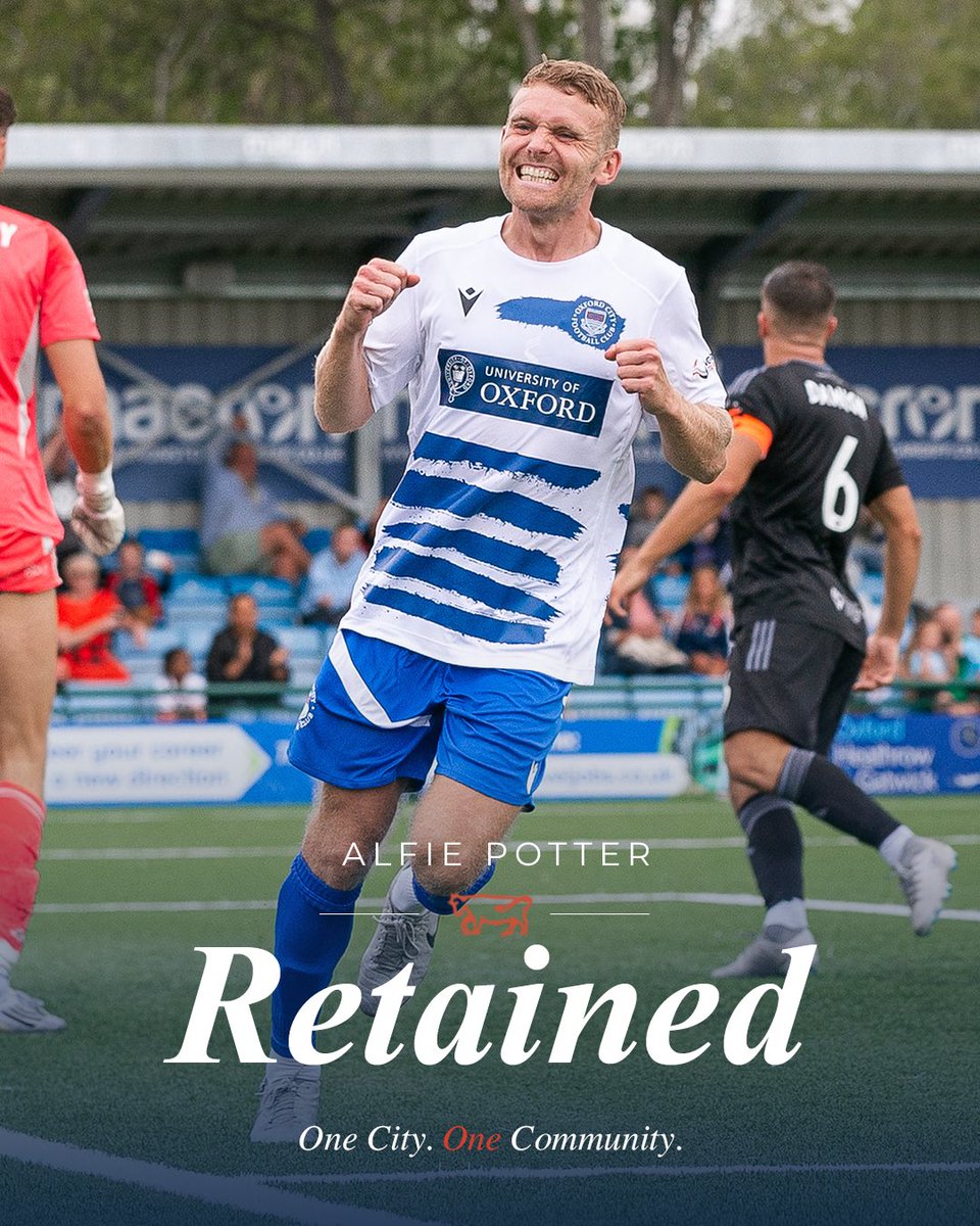 OxCityFC's tweet photo. 2️⃣0️⃣ and counting! 

👊Oxford City Football Club are delighted to announce that Alfie Potter has re-signed for the club ahead of the 2026/27 season! 

💙Welcome back, Alfie! 

#OCFC https://t.co/7AIk6oMbm6