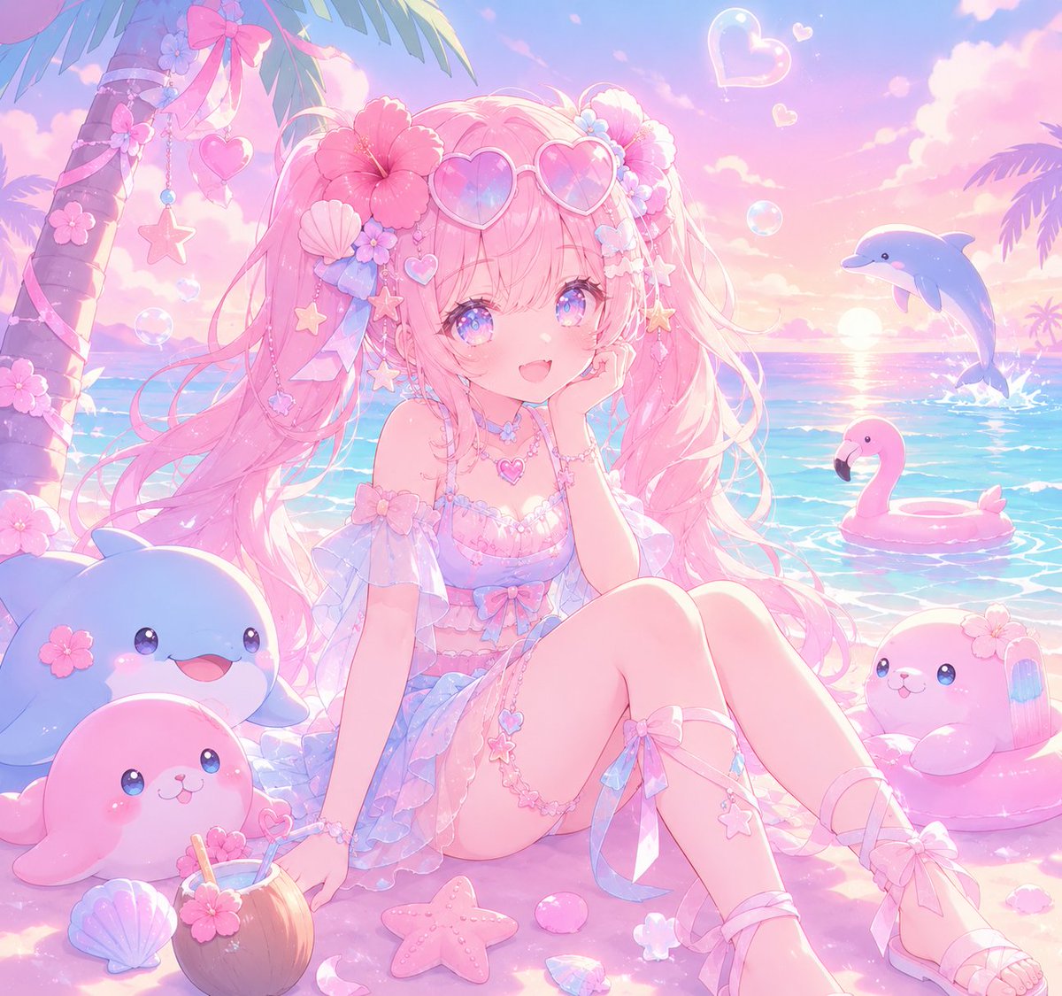 kall_dim's tweet photo. My art vs AI, really  enjoyed in making this art piece! might do more.     ☆*: .｡. o(≧▽≦)o .｡.:*☆   it turned out so cute i love it #fyp #fypシ゚ #oc #anime #artvsAI #summerthemed #ArtVsAI #humanmade #SupportRealArtists #ArtByHumans (❁´◡`❁) https://t.co/FKFTHQnPi2