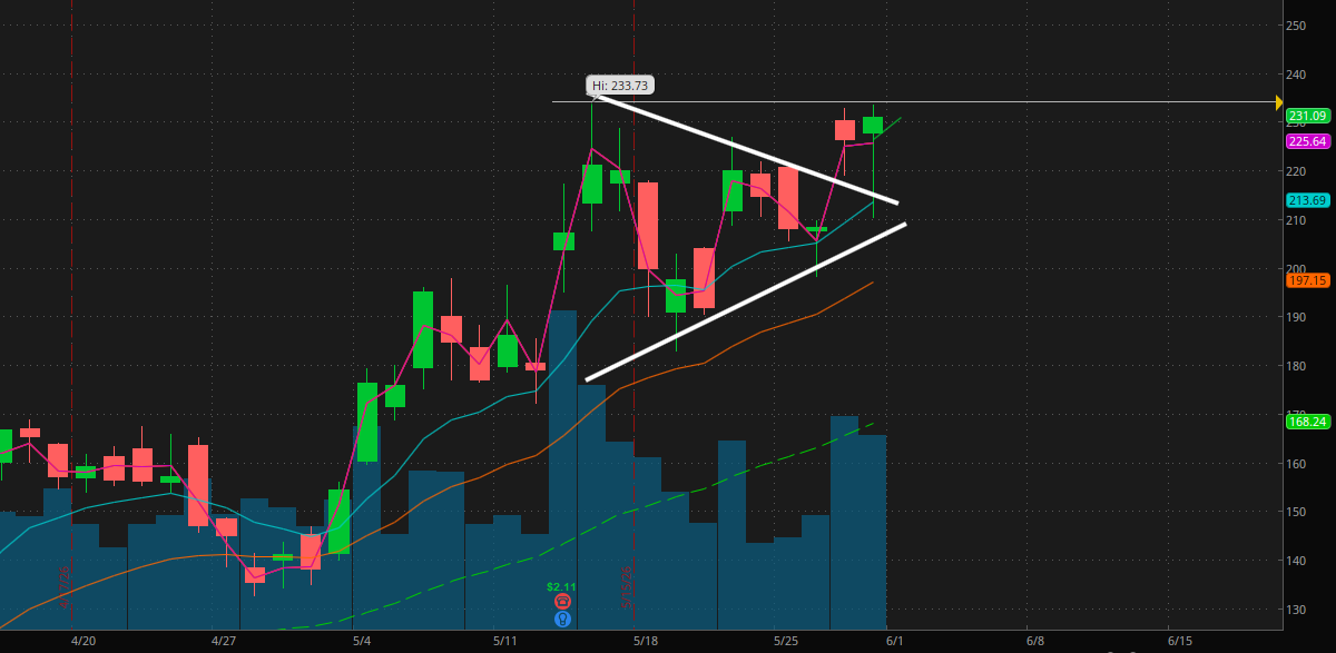 TradeLikeGates's tweet photo. $NBIS Breaking out of the bull pennant pattern on the daily but has yet to make new all time highs. Though both dips the past 2 trading days has been bought. This week I am watching for a new all time high potentially.

Long idea over 234 https://t.co/laXE5E0ifT