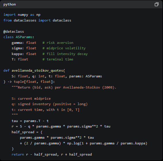 Scrizy211's tweet photo. $10k a month with a single bot

An HFT bot that actually delivers

This isn’t just a guide

It’s a comprehensive technical handbook on HFT bots for Polymarket/Kalshi

The author has shared what he originally planned to keep to himself:
microstructure, Avellaneda-Stoikov, logit-space, Glosten-Milgrom, Hawkes processes, VPIN, OFI, event-driven backtester, purged CV, Bayesian Kelly, and a complete quoting algorithm

The bot in production:
0.3% per day = 9% per month
The first month earned the author over $10k

Everything comes with working code, formulas, calibration, warnings about look-ahead bias, and a production-ready WebSocket

This is the most in-depth technical analysis of prediction markets I’ve seen on X