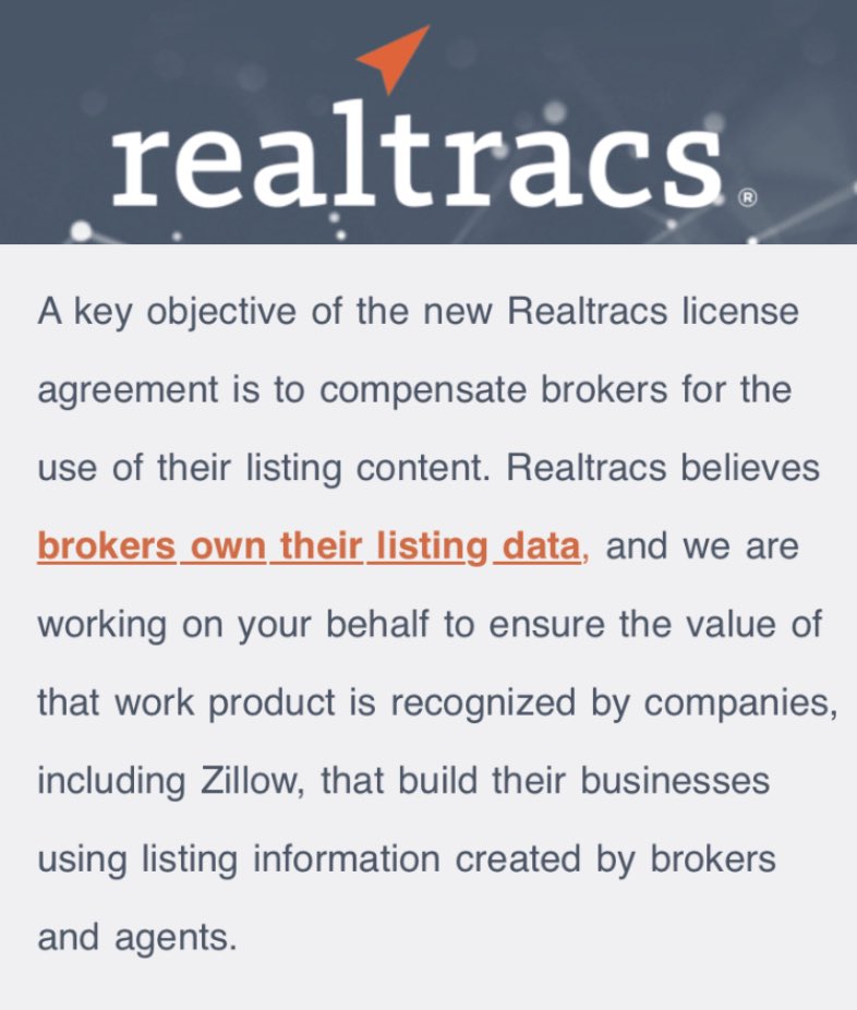 RobReffkin's tweet photo. Zillow will attack any MLS, broker or agent that protects their homeseller clients data from being monetized on Zillow. Thank you Realtracs for standing up to Zillow. https://t.co/AqWCR5uukg